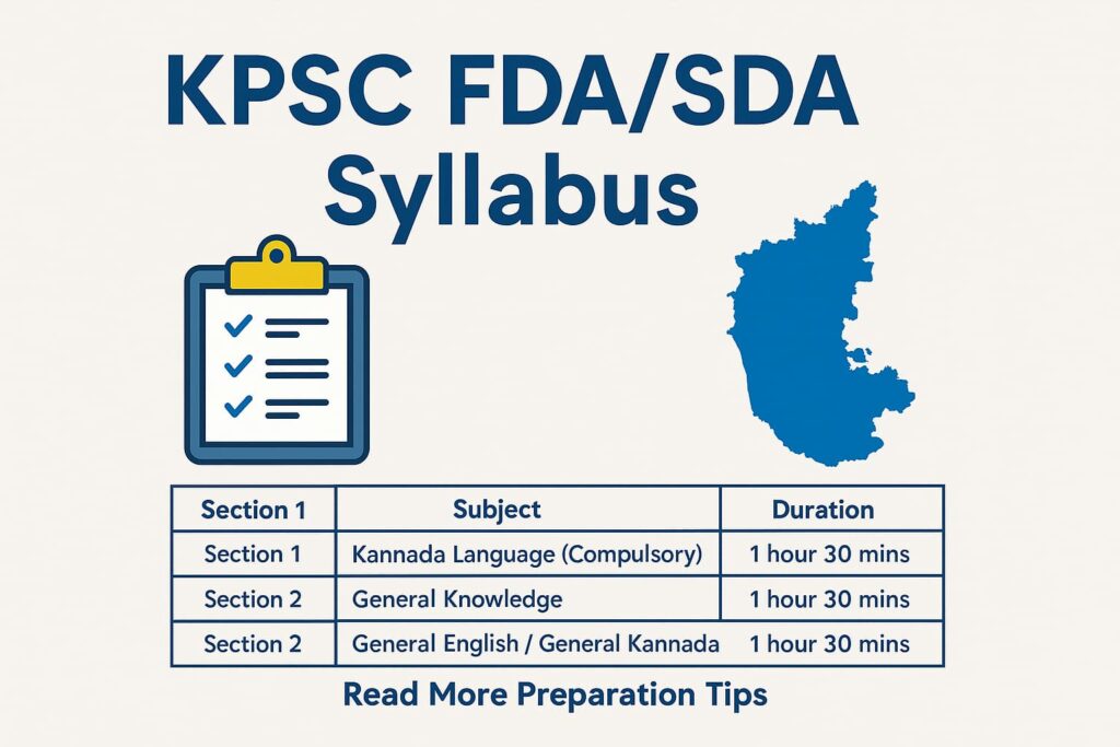 KPSC FDA SDA Syllabus and Exam Pattern Information Graphic