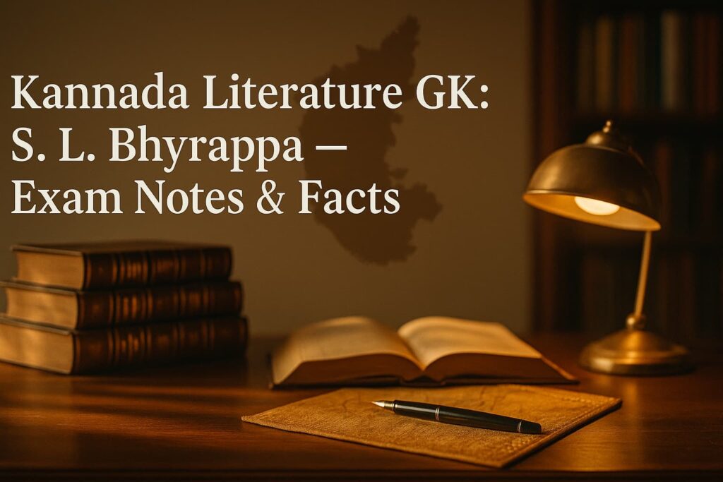Quick, exam-oriented GK on S. L. Bhyrappa—major works, themes, awards, and revision one-liners for KPSC/KEA/SSC