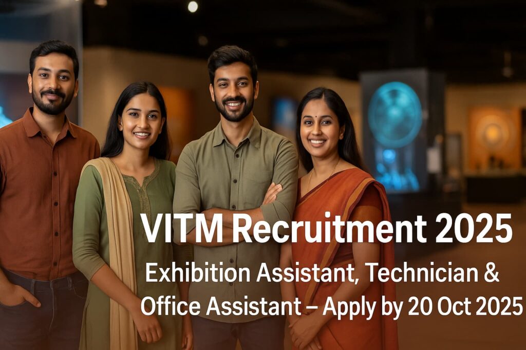 Apply for VITM (NCSM) 2025: Exhibition Assistant, Technician & Office Assistant. Check vacancies, eligibility, age, salary, selection, dates