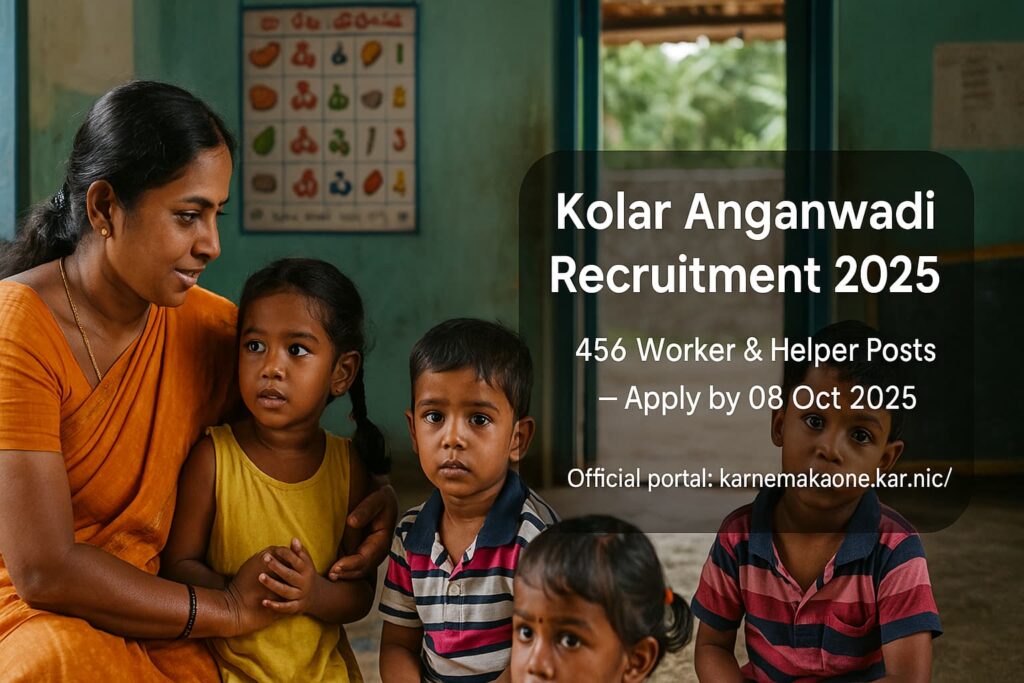 Kolar Anganwadi Recruitment 2025 (456 Posts) โ Workers 78, Helpers 378