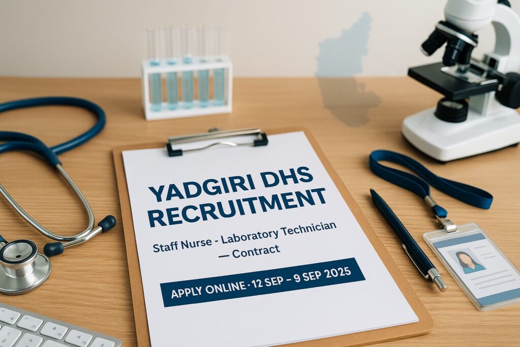 Yadgiri District Health Society (TB Division) recruitment 2025 — Staff Nurse & Laboratory Technician contract posts under PM-JANMAN/DA-IGUA in Karnataka