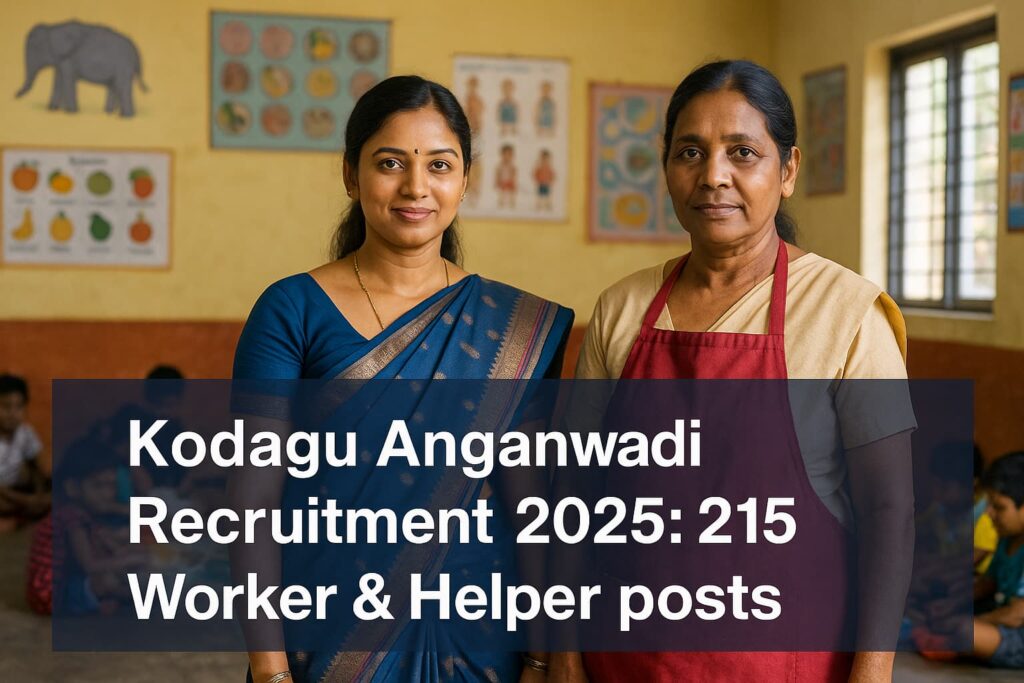 Anganwadi teacher and helper in a Kodagu Anganwadi classroom — Kodagu Anganwadi Recruitment 2025: 215 Worker & Helper posts