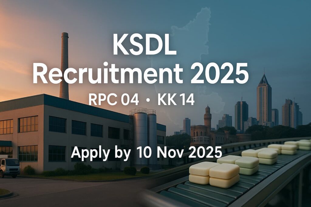 Karnataka Soaps & Detergents Limited Recruitment 2025 — RPC 04, KK 14; Apply by 10 Nov 2025 — landscape banner with center-aligned text