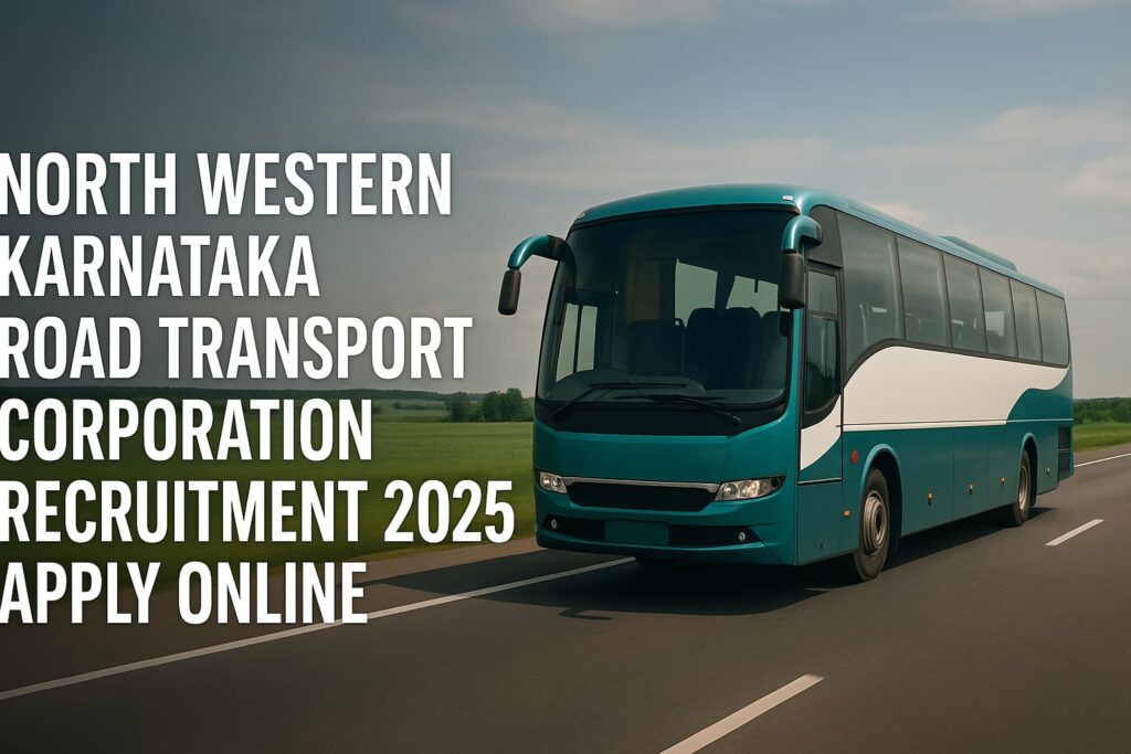 North Western Karnataka Road Transport Corporation (NWKRTC) Recruitment 2025 – Apply Online banner with intercity bus on highway (landscape).
